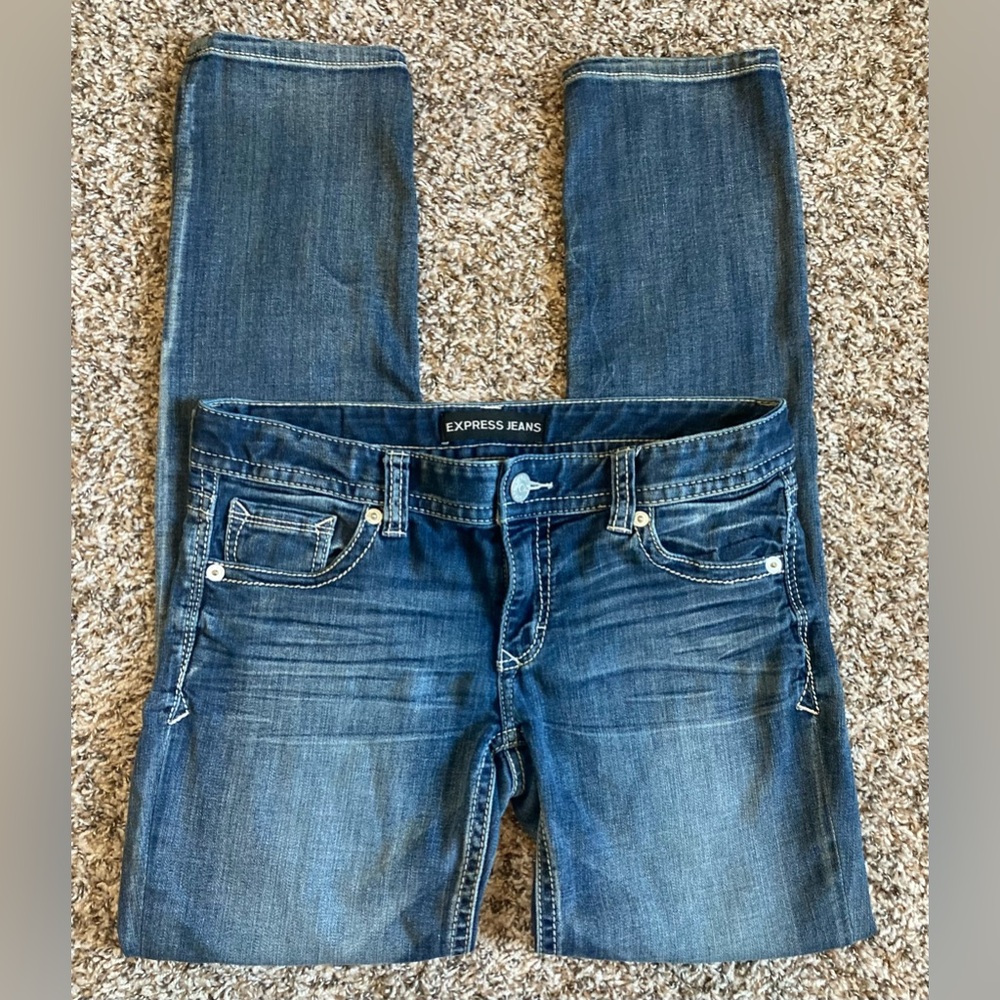 Express Jeans Size 8R Skinny Low Rise Medium Wash Denim Stretch